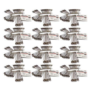 (12 PK) SAFETY PINS Assorted Sizes by Charles Leonard – Alloy Steel, Pack of 12, Model 83450-12