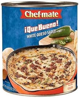 Chef-mate Que Bueno White Queso and Nacho Cheese Sauce, Canned Food, Bulk #10 Can, 6 lb. 10 oz (Pack of 6)
