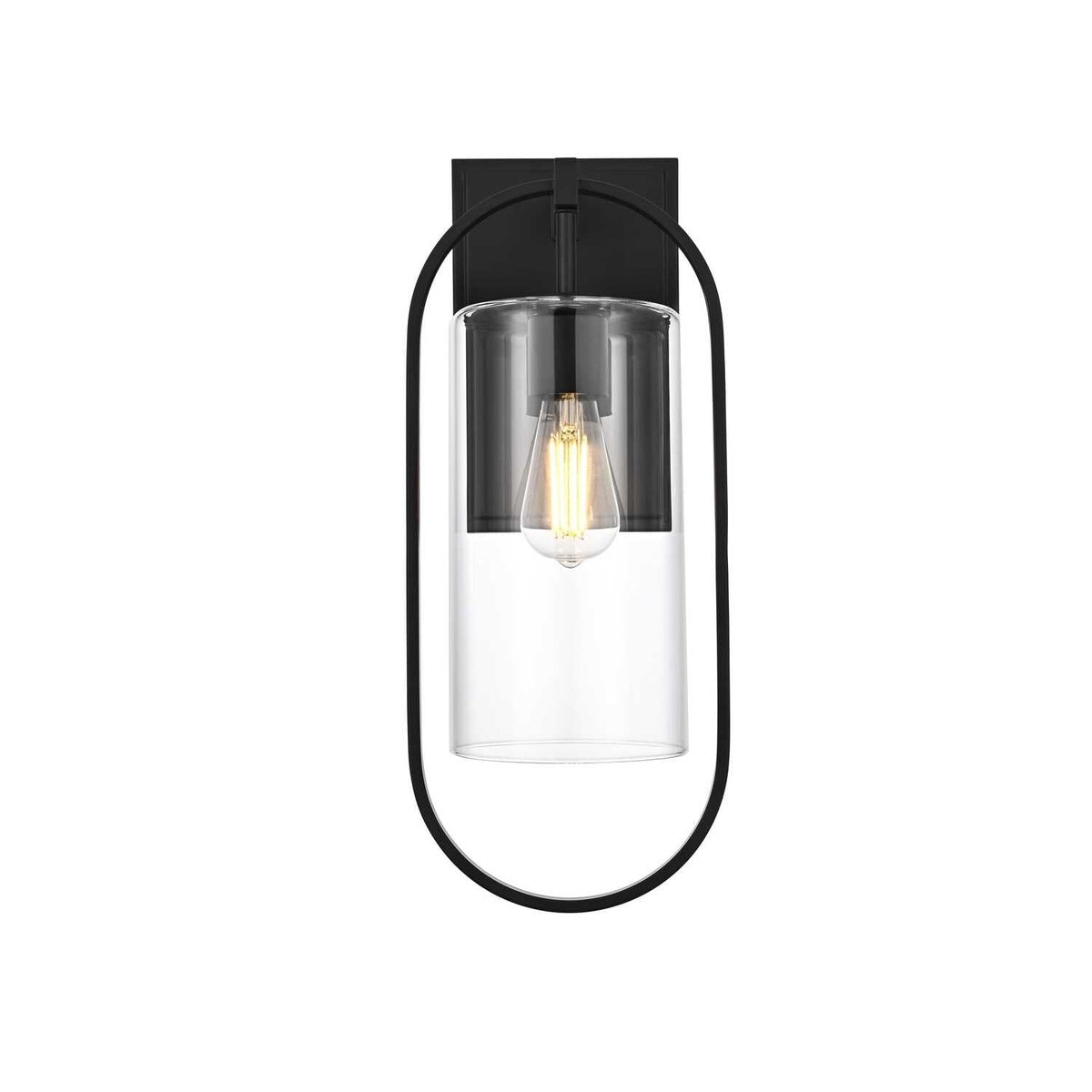 Jaxson One Light Outdoor Wall Sconce Black by Lighting Design – Iron, Black