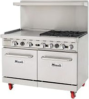 Migali C-RO4B-24GL-NG 4 Burner Range, 24” Griddle Left Side, (2) Ovens, Natural Gas
