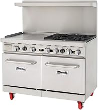 Migali C-RO4B-24GL-NG 4 Burner Range, 24” Griddle Left Side, (2) Ovens, Natural Gas