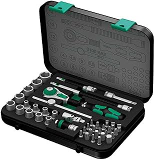 Wera Zyklop® Premium 1/2" Square Drive SAE Hex Socket Set with Ratchet and Adapters in Metal Case, 38 Pieces