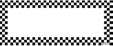 HUBERT Retail Price Sign Cards White Cards with Black Checkerboard Border - 5" L x 2" H 100 Per Pack