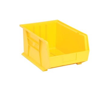 Quantum Storage Heavy-Duty Stackable Plastic Storage Bins for Workshop by QUANTUM STORAGE SYSTEMS – 16L x 11W x 8H, 1408.0 cubic_inches, Plastic, Yellow, Pack of 4
