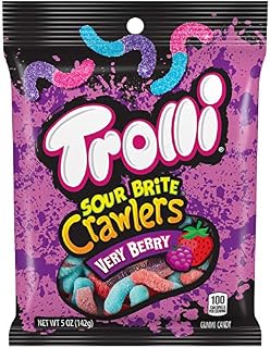 Trolli Sour Brite Crawlers Gummy Candy, Very Berry, 5 Ounce Bag ( Pack Of 12 )