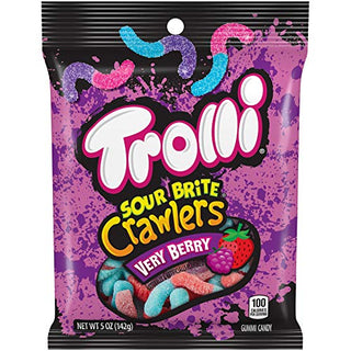 Sour Brite Crawlers Gummy Candy by Trolli – 5 Ounce (Pack of 12), Blue, Pack of 12, Model 11587