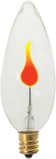 Satco S3759 120V 1/Card Torpedo Candelabra Base 2-3-Watt Flicker Bulb, Clear Gloss White