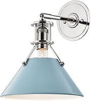 Hudson Valley Lighting MDS350-PN/BB Painted No.2-1 Light Wall Sconce, Polished Nickel/Blue Bird Finish, 11.00x12.00x9.50