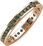 Round Created Alexandrite Channel Set Womens Eternity Ring Stackable 14K Rose Gold