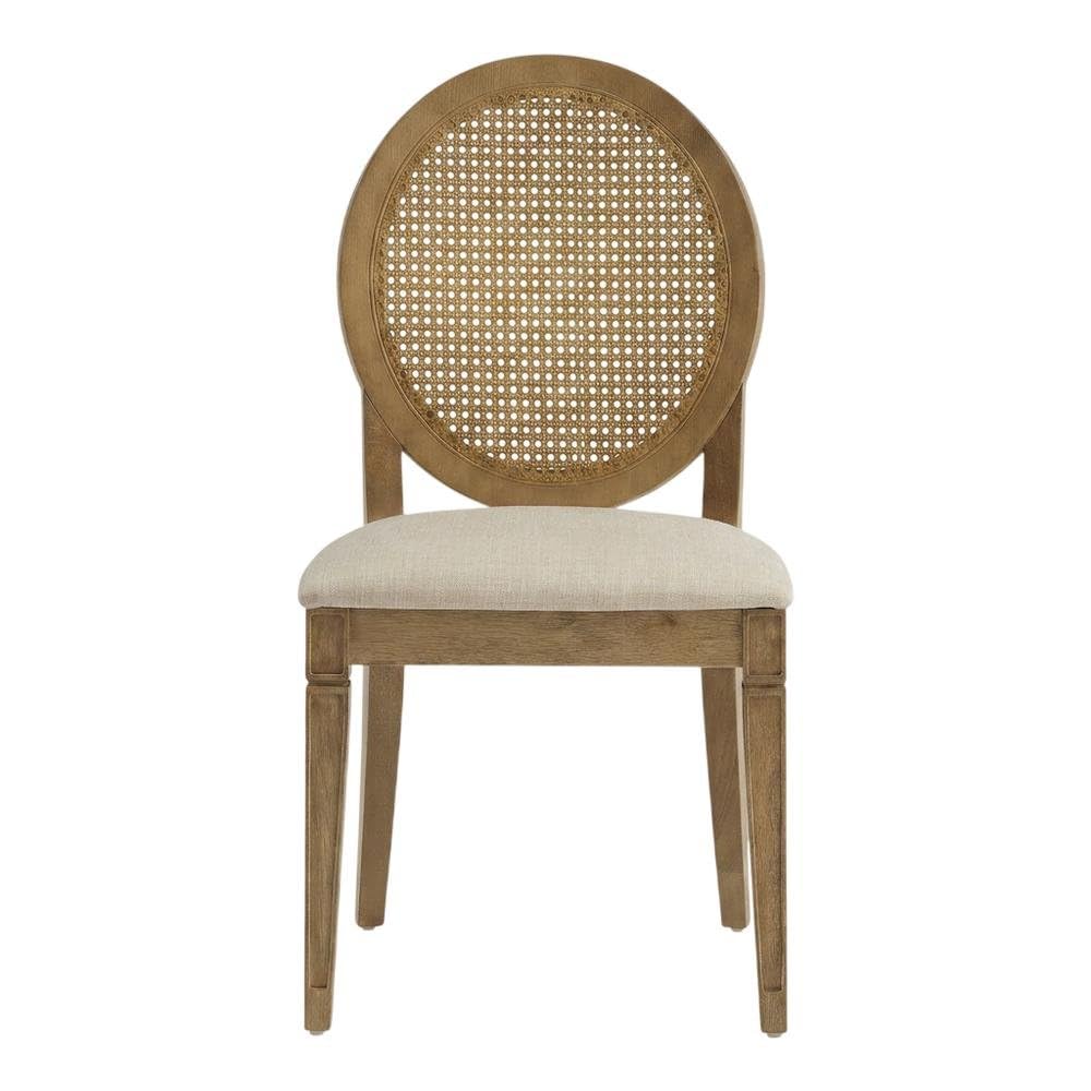 Brown 2-Piece Cane-Back Dining Chair Set with Upholstered Seats by Furnifact – Rubberwood 85.00%,Paper Rattan 5.00%,Foam 5.00%,Fabric 5.00%, Brown, Pack of 2