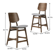 Solid Wood Counter Stools with Upholstered Seat by Starlight Canyon Home – Solid Wood, MDF, Fabric (100% Polyester), Foam, Grey, Pack of 2