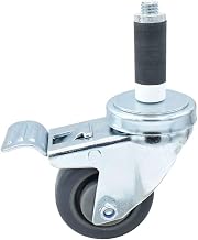 BK Resources 3" Gray Rubber 1" Expanding Stem Swivel Caster for Work Tables with Total Lock Brake, NSF, 250lb Capacity Per Wheel