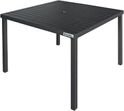 Global Industrial 40" Square Aluminum Slatted Dining Table, Black