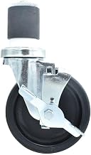 BK Resources 5" Polyolefin 2" Expanding Stem Swivel Caster for Work Tables with Top Lock Brake, NSF, 300lb Capacity Per Wheel