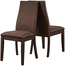 Furnifact Polyester Upholstered Dining Chairs Set of 2, Farmhouse Kitchen Table Chairs with Espresso Legs for Dining Room, Chocolate