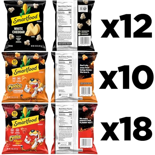 Smartfood White Cheddar & Flamin' Hot / 0.5 Ounce (Pack of 40) / 1 Popped