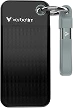 Verbatim Pocket 512GB External SSD USB 3.2 Gen 2 Up to 1000MB/s Portable External Solid State Drive with Convenient Keyring and Cable Holder, Compatible with PC, Mac, PS5, Xbox, iPhone
