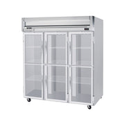 Beverage-Air HFS3-5HG 78" Horizon Series Three Section Glass Half Door Reach-In Freezer 74 cu.ft. Capacity Stainless Steel Front Gray Painted Sides and Stainless Steel by Beverage