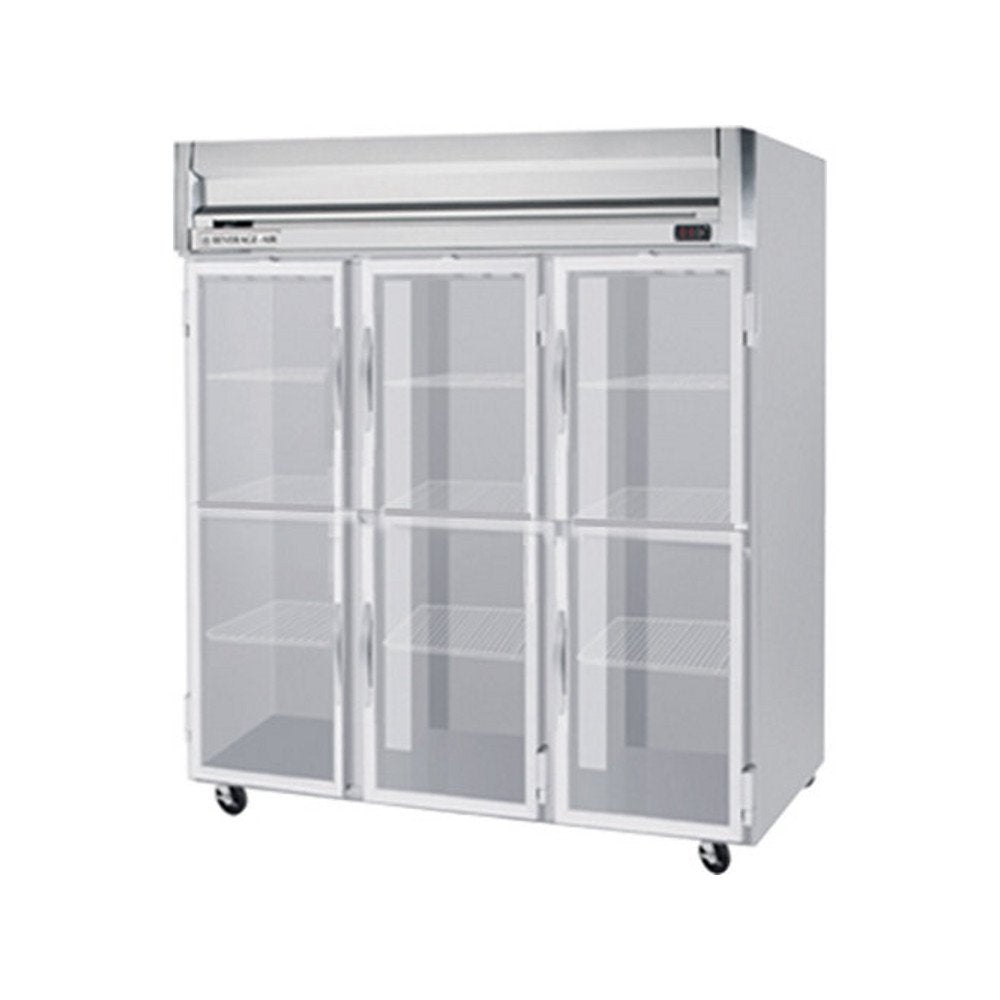 Beverage-Air HFS3-5HG 78" Horizon Series Three Section Glass Half Door Reach-In Freezer 74 cu.ft. Capacity Stainless Steel Front Gray Painted Sides and Stainless Steel by Beverage