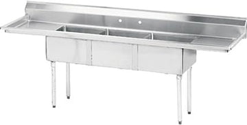 Economy 84" x 26" Triple Fabricated Bowl Scullery Sink