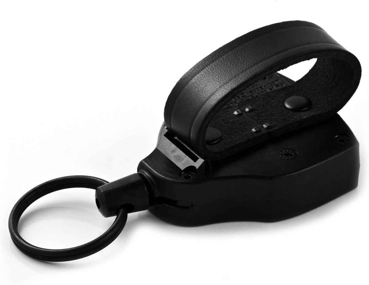 SUPER48 Locking Retractable Keychain by KEY-BAK – 2.25 inch x 2.75 inches x .75 inches, Polycarbonate, Black, Pack of 2, Model 0S48-114-2POLY