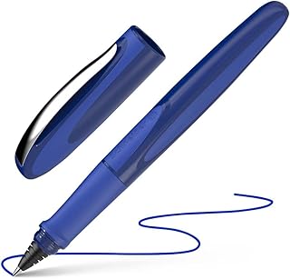 Schneider Ray Cartridge Rollerball Pen, M (Medium), Refillable, 1.0 mm, Space Blue Barrel, Royal Blue Erasable Ink Cartridge (187815)