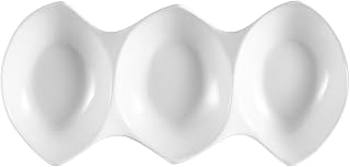 CAC China COL-46 Porcelain 3 Divided Bowls, 6 by 3-1/2 by 1-3/4-Inch, Super White, Box of 48