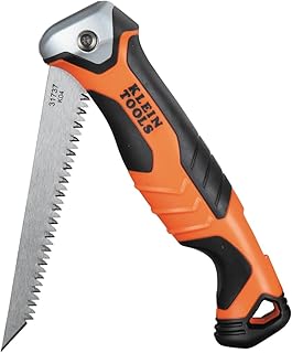 KLEIN TOOLS 31737 Folding Jab Saw/Drywall Hand Saw with Lockback at 180 and 125 Degrees and Tether Hole