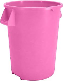 Carlisle FoodService Products SPARTA Bronco 32 Gallon Trash Can, Thick Polyethylene Bin, NSF Certified Waste Container with Top Handles, Bottom Handholds, Reinforced Base and Stackable, LLDPE, 32 Gallon, Pink (Pack of 4)