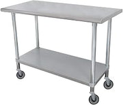 Advance Tabco ELAG-304C Work Table, 48" W x 30" D, 16 Gauge 430 Stainless Top with 18 Gauge Adjustable Galvanized Steel Undershelf & Casters