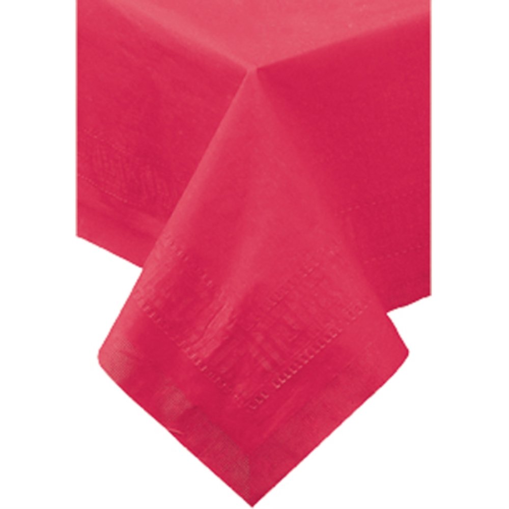 Hoffmaster 220411 Tissue/Poly Tablecover, 3 Ply, 54" Length x 54" Width, Red (Case of 50)
