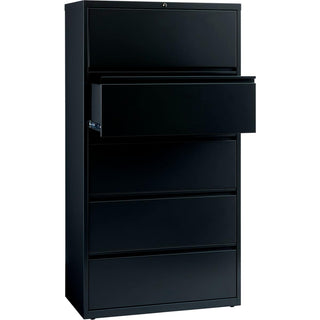 36" Wide Five-Drawer Lateral File - Black by Hirsh Industries – 36" W x 18.62" D x 67.62" H, Metal, Black, Model 14992