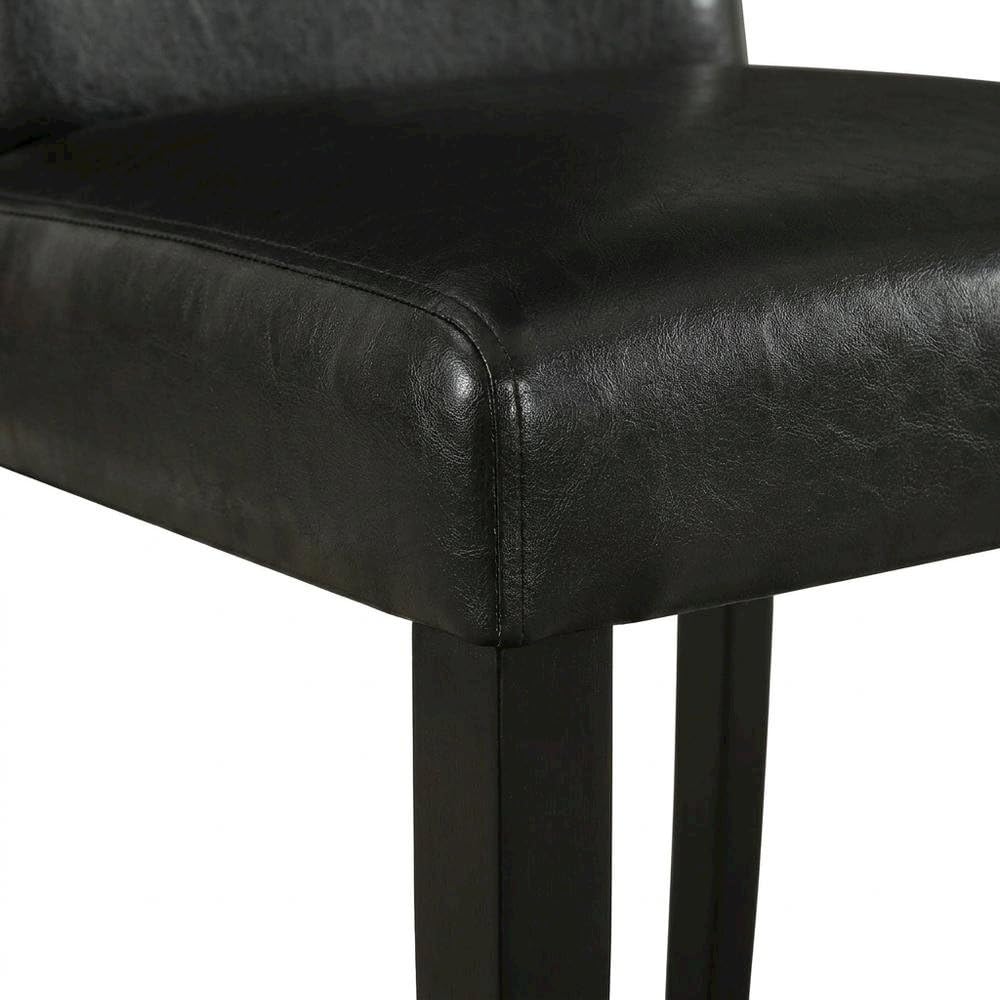 Faux Leather-Upholstered Parsons Dining Chairs with Nailhead Trim by Furnifact – Leather, Black, Pack of 2
