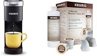 Keurig K-Mini Single Serve Coffee Maker, Black & 3-Month Brewer Maintenance Kit Includes Descaling Solution