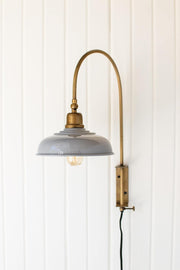 Wall Light with Grey Shade by KALALOU – 15 x 8 x 18, Brass, Grey, Gold, Model NDE1424