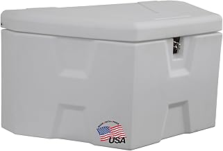 Buyers Products 1701679 White Poly Trailer Tongue Box, 18 x 19 x 36 Inch, Made in the USA, Trailer Tongue Tool Box For Storage And Organization, Trailer Storage Box