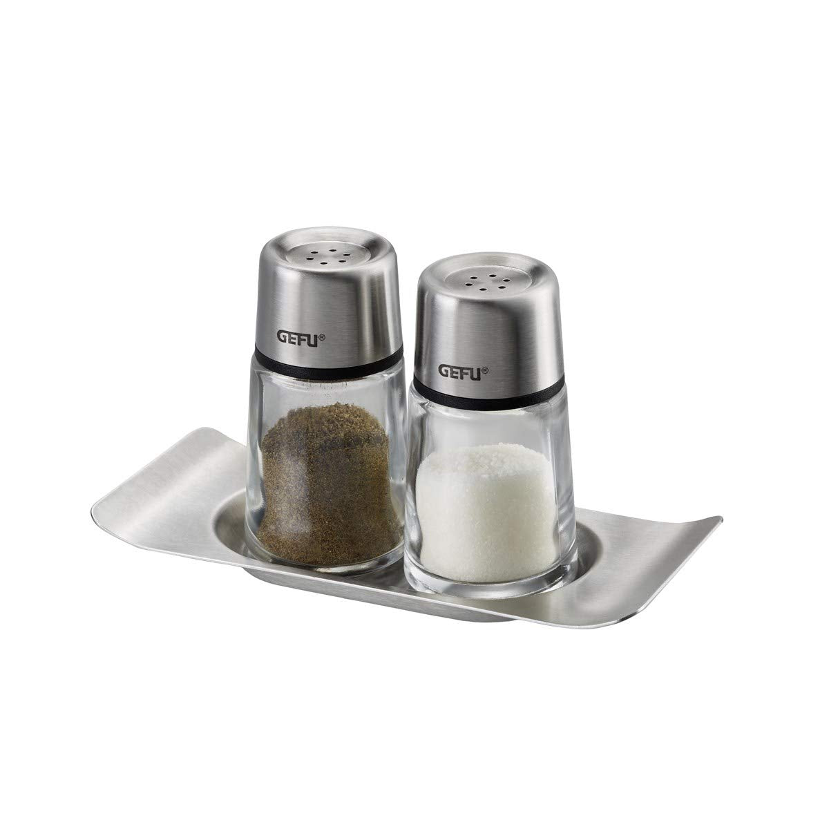Salt and Pepper Shakers by GEFU – 10,2 x 7,9 x 7 cm, Glass, Transparent, Model GE33630