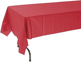Table Mate Red Plastic Disposable Table Cover - 54" W x 108" L