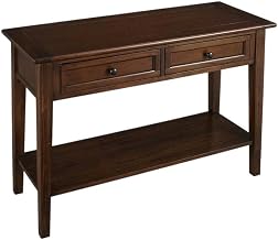 Starlight Canyon Home Solid Mahogany Sofa Table, Cherry Brown Distressed Finish, 2 Drawers & Shelf, Gunmetal Hardware, 46" W