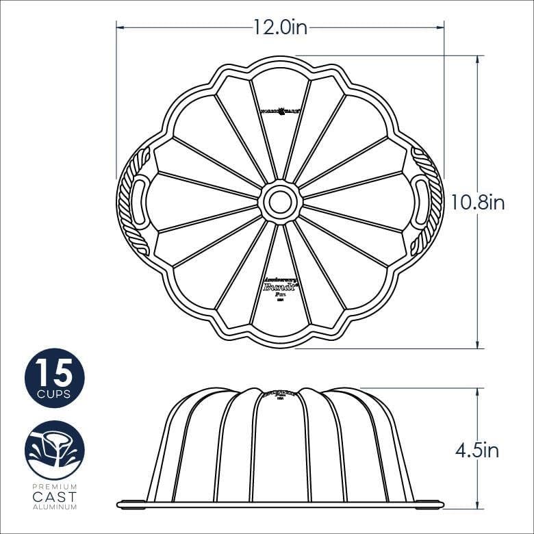 Anniversary Bundt by Nordic Ware – 15 Cup (Pack of 1), 15.0 cups, Aluminum, Gold, Model 50077