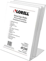 Lorell LLR49208 5.50 x 11 in. L-Base Slanted Sign Holder Stand - Clear - Pack of 3