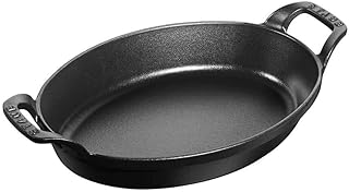 STAUB 130 21 23 Enameled Cast Iron Stackable Dish, Oval, 3/4 qt, Black Matte, Each