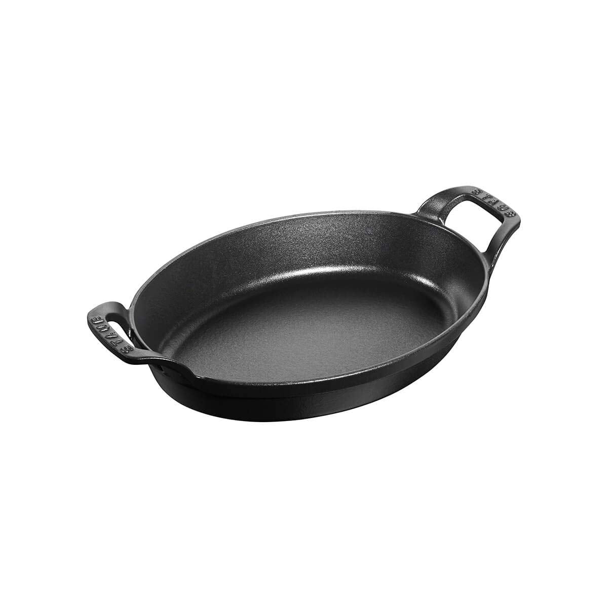130 21 23 Enameled Cast Iron Stackable Dish by STAUB – オーバル21cm, 0.7 liters, Cast Iron, Black, Model FBA_1302123