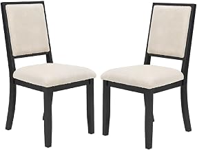 Furnifact Boucle-Upholstered Mid-Century Modern Dining Chair with Rubberwood Frame, Set of 2 Side Chairs for Kitchen or Dining Room