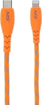 MobileSpec MB06824 7 Foot Lightning(R) to USB-C(TM) Hi-Visibility Charge and Sync Cable - Orange