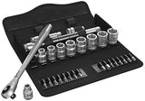 Wera 05004047001 8100 SB 7 Zyklop Metric Metal Ratchet Set with Push-Through Square, 3/8" Drive