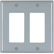 Legrand Pass & Seymour TP262GRY Trademaster Mid-Size Unbreakable Nylon Wall Plate, 2 Gang, Two Decorator Rocker GFCI Cover, Gray (1 Count)
