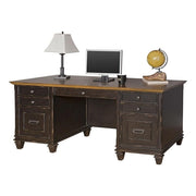 Hartford Double Pedestal Shaped Desk by Martin Furniture – Size Pillow410, Wood, Black-brown, Model IMHF680