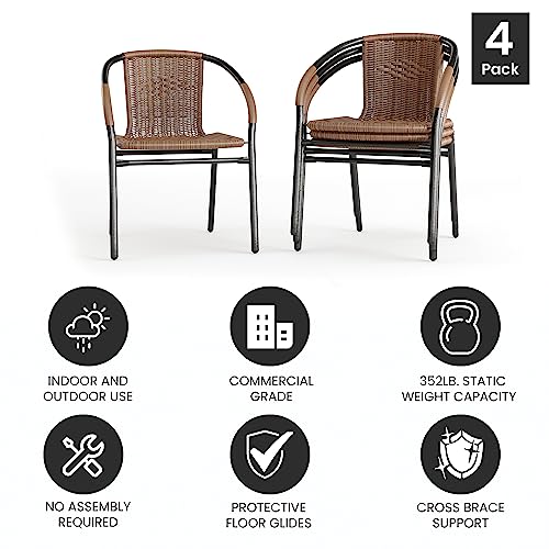 Flash Furniture Dark Brown / Set of 4 / Contemporary Patio Dining Chairs