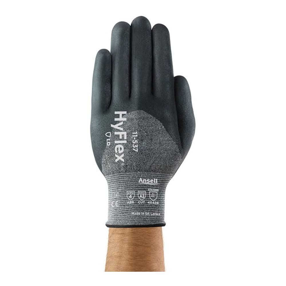 Healthcare Series 11-537 HyFlex HPPE Glove by Ansell – High Performance Polyethylene, Grey, Pack of 144, Model 11537100